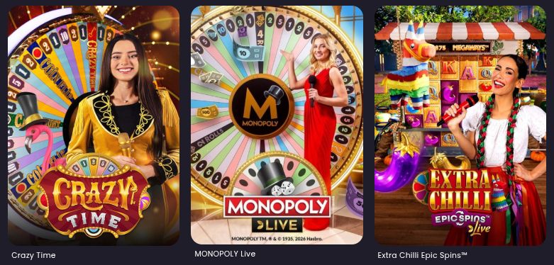 Live casino game shows - Crazy Time - Monopoly Live
